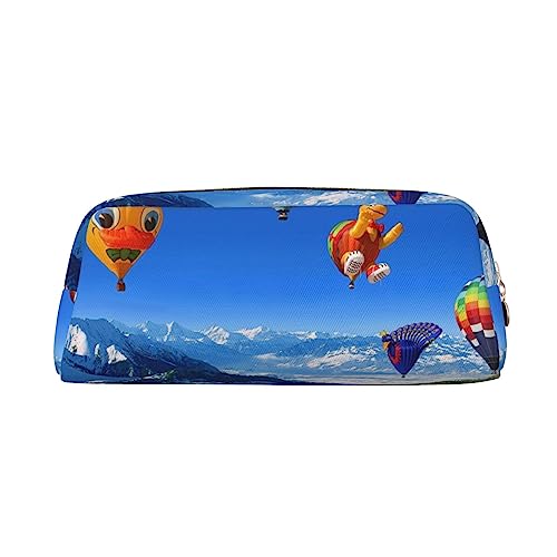FEYUNYAN Leder-Federmäppchen, Organizer, Premium-PVC-Kosmetiktasche, 8 x 5,5 x 20,5 cm, Heißluftballon-Bleistifttasche, wasserdichte Make-up-Reisetasche mit kratzfester Polsterung für Schule, Büro von FEYUNYAN