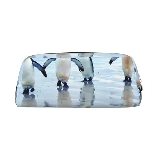 FEYUNYAN Leder-Federmäppchen, Organizer, Premium-PVC-Kosmetiktasche, 8 x 5,5 x 20,5 cm, Pinguin-Bleistifttasche, wasserdichte Make-up-Reisetasche mit kratzfester Polsterung für Schule, Büro, Reisen von FEYUNYAN