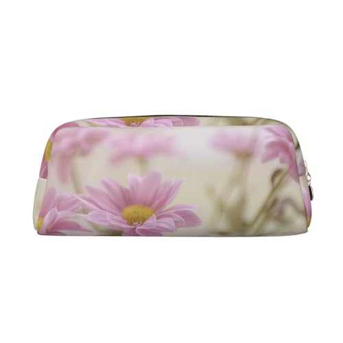 FEYUNYAN Leder-Federmäppchen, Organizer, Premium-PVC-Kosmetiktasche, 8 x 5,5 x 20,5 cm, Stil rosa Blumen, Federmäppchen, wasserdichte Make-up-Reisetasche mit kratzfester Polsterung für Schule, Büro von FEYUNYAN