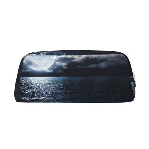 FEYUNYAN Leder-Federmäppchen, Organizer, Premium-PVC-Kosmetiktasche, 8 x 5,5 x 20,5 cm, Vollmond-, Nebelwolken-, Bleistifttasche, wasserdichte Make-up-Reisetasche mit kratzfester Polsterung für Schule von FEYUNYAN