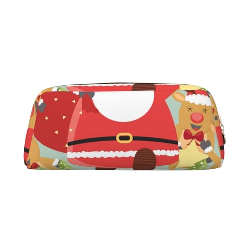 FEYUNYAN Leder-Federmäppchen, Organizer, Premium-PVC-Kosmetiktasche, 8 x 5,5 x 20,5 cm, Weihnachtsmann-Stifttasche, wasserdichte Make-up-Reisetasche mit kratzfester Polsterung für Schule, Büro, Reisen von FEYUNYAN