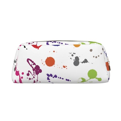 FEYUNYAN Leder-Federmäppchen, Organizer, Premium-PVC-Kosmetiktasche, 8 x 5,5 x 20,5 cm, abstrakte Farbspritzer, Bleistifttasche, wasserdichte Make-up-Reisetasche mit kratzfester Polsterung für Schule von FEYUNYAN