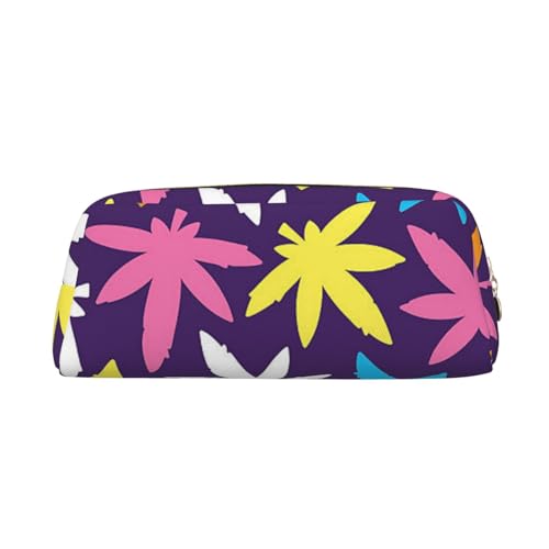 FEYUNYAN Leder-Federmäppchen, Organizer, Premium-PVC-Kosmetiktasche, 8 x 5,5 x 20,5 cm, buntes Unkrautmuster, wasserdichte Make-up-Reisetasche mit kratzfester Polsterung für Schule, Büro, Reisen von FEYUNYAN