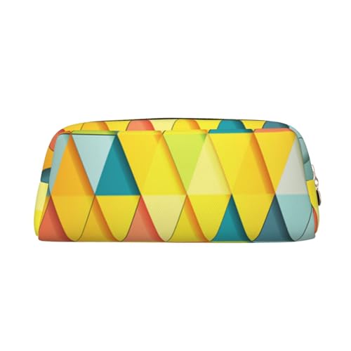 FEYUNYAN Leder-Federmäppchen, Organizer, Premium-PVC-Kosmetiktasche, 8 x 5,5 x 20,5 cm, buntes dreieckiges Federmäppchen, wasserdichte Make-up-Reisetasche mit kratzfester Polsterung für Schule, Büro von FEYUNYAN