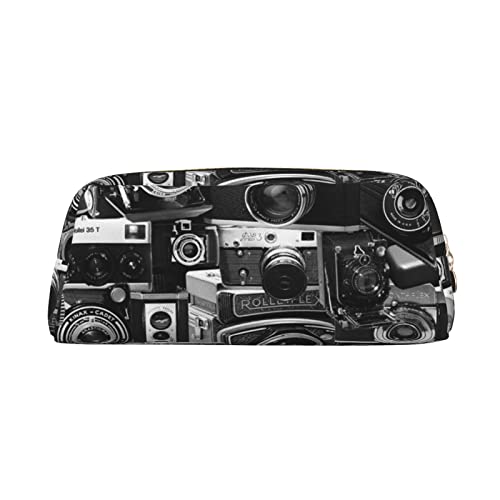 FEYUNYAN Leder-Federmäppchen, Organizer, Premium-PVC-Kosmetiktasche, 8 x 5,5 x 20,5 cm, coole Kamerasammlung, Federmäppchen, wasserdichte Make-up-Reisetasche mit kratzfester Polsterung für Schule von FEYUNYAN