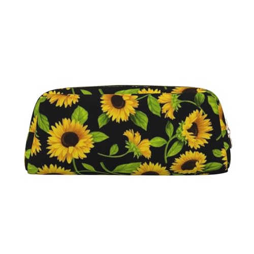 FEYUNYAN Leder-Federmäppchen, Organizer, Premium-PVC-Kosmetiktasche, 8 x 5,5 x 20,5 cm, schöne Sonnenblumen-Stifttasche, wasserdichte Make-up-Reisetasche mit kratzfester Polsterung für Schule, Büro von FEYUNYAN
