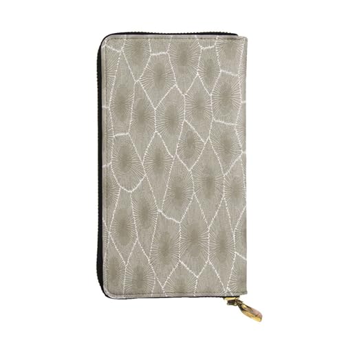 FEYUNYAN Petoskey Damen-Clutch-Geldbörse aus hochwertigem Leder, große Kapazität, Ausweis-Organizer mit Reißverschlusstasche, lange Geldbörse für Damen (Reisen, Büro, Alltag), Petoskey Stein von FEYUNYAN