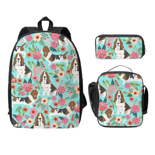 FEYUNYAN Schulrucksack für Mädchen und Jungen, Lustiger Hund Druck Schultasche 3er Set 15 Zoll Laptop Rucksack Isolierte Lunchtasche Federmäppchen Mittelschultasche für Teen Jugend Studenten, Lustiger von FEYUNYAN