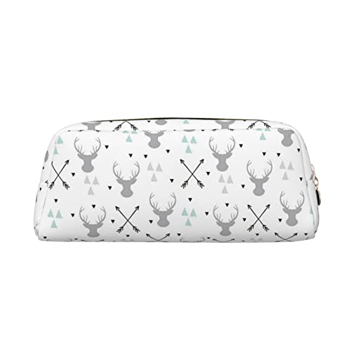 Leder-Federmäppchen, Organizer, Premium-PVC-Kosmetiktasche, 8 x 5,5 x 20,5 cm, Jagdpfeile, Dreiecke, Hirsch, Bleistifttasche, wasserdichte Make-up-Reisetasche mit kratzfester Polsterung für Schule von FEYUNYAN