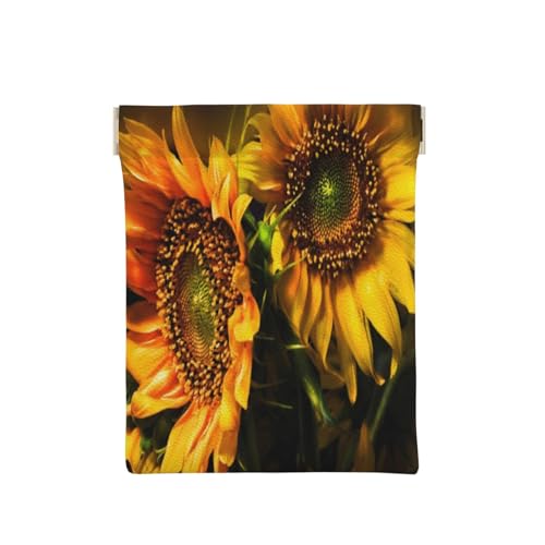 Leder-Münzgeldbörse für Damen, orangefarbene Sonnenblumentapete, schlanke RFID-blockierende Münzbörse für Herren, Mini-Reißverschlusstasche, kleiner Organizer für Bargeld, Münzen, Karten Leder-Münzgeldbörse für Damen, orangefarbene Sonnenblumentapete, schlanke RFID-blockierende Münzbörse für Herren, Mini-Reißverschlusstasche, kleiner Organizer für Bargeld, Münzen, Karten von FEYUNYAN