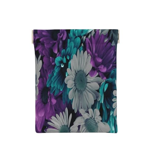 Leder-Münzgeldbörse für Damen, violett-weißes Blumenmuster, schlanke RFID-blockierende Münzbörse für Herren, Mini-Reißverschlusstasche, kleiner Gegenstand-Organizer für Bargeld, Münzen, Karten Leder-Münzgeldbörse für Damen, violett-weißes Blumenmuster, schlanke RFID-blockierende Münzbörse für Herren, Mini-Reißverschlusstasche, kleiner Gegenstand-Organizer für Bargeld, Münzen, Karten von FEYUNYAN