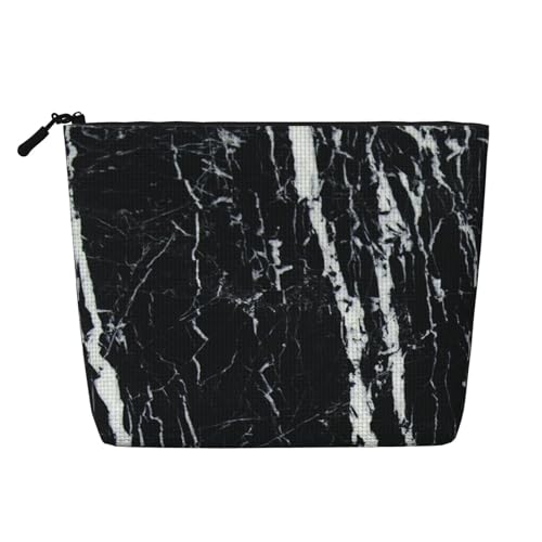 Wasserabweisende Kosmetiktasche für Frauen, Reisen, Make-up-Tasche mit Reißverschluss, leichte Tasche für den täglichen Gebrauch, für Toilettenartikel, Kunstbedarf, Aufbewahrung, schwarz-weißer Marmor von FEYUNYAN