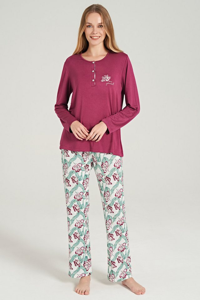 FEYZA Pyjama Bequemes Damen Pyjama-Set mit klassischem Blumenmuster FEYZA Pyjama Bequemes Damen Pyjama-Set mit klassischem Blumenmuster von FEYZA