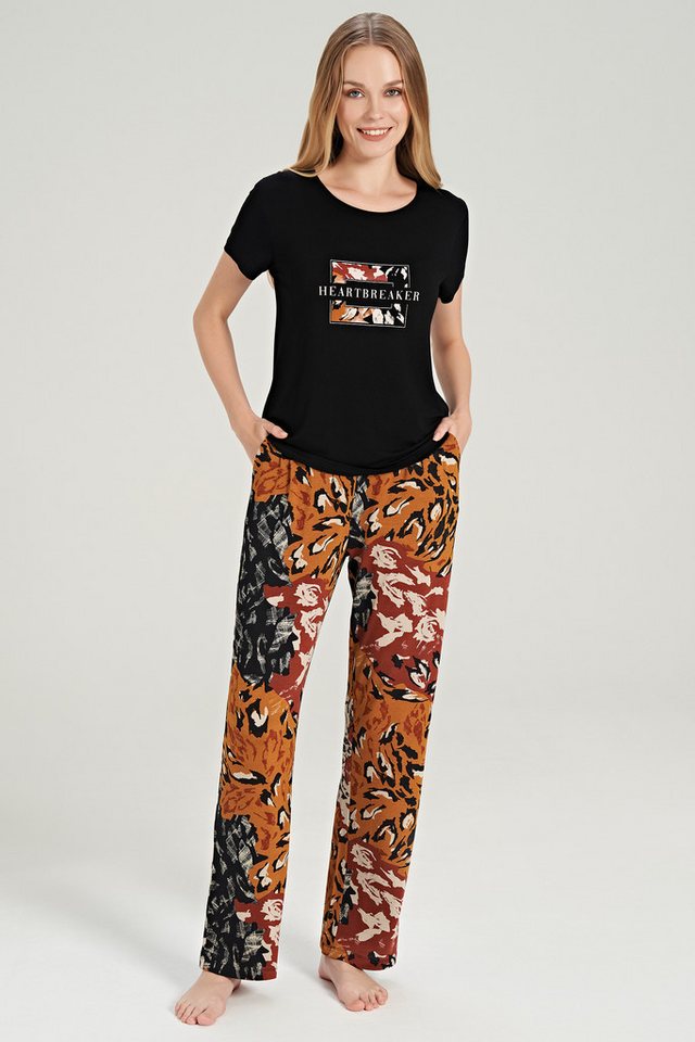 FEYZA Pyjama Damen Pyjama-Set 2-teilig – HEARTBREAKER Print & Musterhose FEYZA Pyjama Damen Pyjama-Set 2-teilig – HEARTBREAKER Print & Musterhose von FEYZA