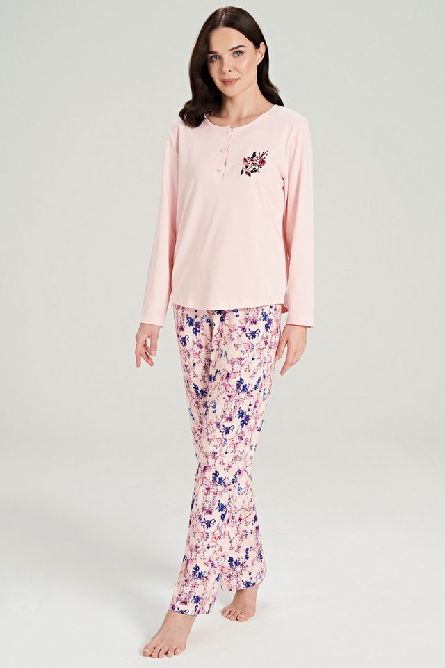 FEYZA Pyjama Damen Pyjama-Set mit Blumenmuster – Langarmshirt und Hose, 2-teilig von FEYZA
