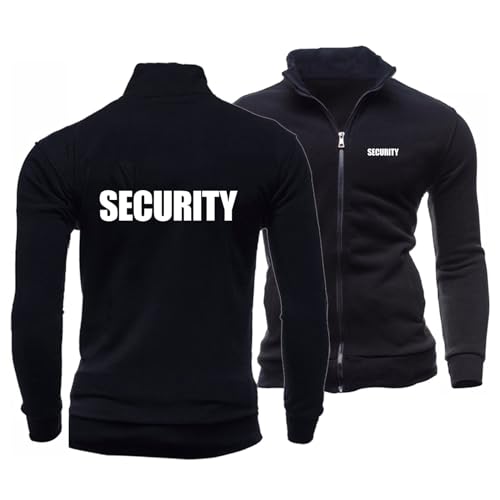 FEegar Herren Full-Zip Sweatshirt für Security Freizeit Jacken Frühling Herbst Lange Ärmel Keine Kapuzenpullover Mantel Leichte Aktivjacke(Black,XL) von FEegar