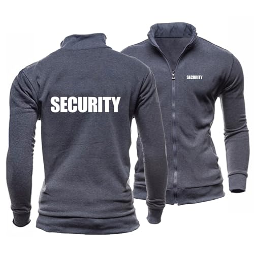 FEegar Herren Full-Zip Sweatshirt für Security Freizeit Jacken Frühling Herbst Lange Ärmel Keine Kapuzenpullover Mantel Leichte Aktivjacke(Dark,XL) von FEegar