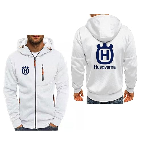 FEegar Herren Kapuzenjacke für H.u.s.q.v.a.r.n.a Kapuzenpullover Frühling/Herbst Langärmelig Lässig Sweatshirt Aldult Modische Jacken(White,L) von FEegar