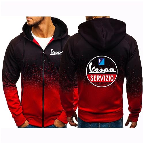 FEegar Herren Kapuzenpullover – Full Zip Jacke für Servizio Vespa Langärmliger Pullover Lässige Kapuzenjacken – Geschenk Teenager(Red,3XL) von FEegar