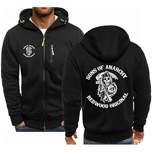 FEegar Kapuzenjacke Sweatshirt für Herren Frühling Herbst Langärmelig Kapuzenpullover mit Anarchy Sons Aufdruck Pullover Lässiger Sportbekleidungsmantel(Black 1,XL) von FEegar