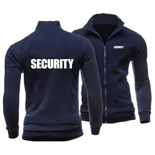 Herren Full-Zip Sweatshirt für Security Freizeit Jacken Frühling Herbst Lange Ärmel Keine Kapuzenpullover Mantel Leichte Aktivjacke(Navy,S) von FEegar