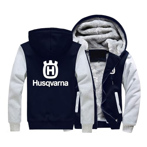 Herren Hoodies Sweatershirts mit H.u.s.q.v.a.r.n.a Dicke Warme Fleecejacke Winter Warm Zip Up Kapuzenpullover Jacken – Geschenke Teenager(Navy 2,S) von FEegar