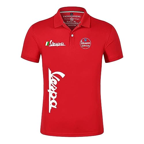 Poloshirt für Damen und Herren Kurzärmeliges T-Shirt mit Servizio Vespa Druck Lässige Business Tops für Zuhause/Reisen/Arbeit(Red,L) von FEegar