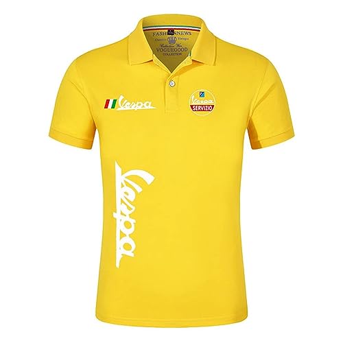 Poloshirt für Damen und Herren Kurzärmeliges T-Shirt mit Servizio Vespa Druck Lässige Business Tops für Zuhause/Reisen/Arbeit(Yellow,L) von FEegar