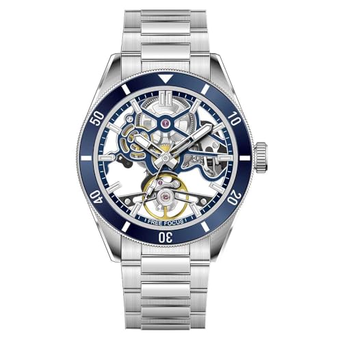 Free Focus Einzigartige Herrenuhren, automatische mechanische Uhr, luxuriöse Skelett-Tonneau-Uhren für Herren mit Edelstahlgehäuse und Silikonband (Rubin-Uhrwerk/8ATM wasserdicht/super_leuchtend Free Focus Einzigartige Herrenuhren, automatische mechanische Uhr, luxuriöse Skelett-Tonneau-Uhren für Herren mit Edelstahlgehäuse und Silikonband (Rubin-Uhrwerk/8ATM wasserdicht/super_leuchtend von FF FREE FOCUS