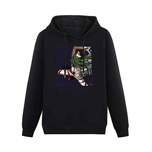 FFANZUOYOU Attack On Shingeki No Kyojin Unisex Sweatshirts Graphic Print Mens Hooded Black Sweater L von FFANZUOYOU