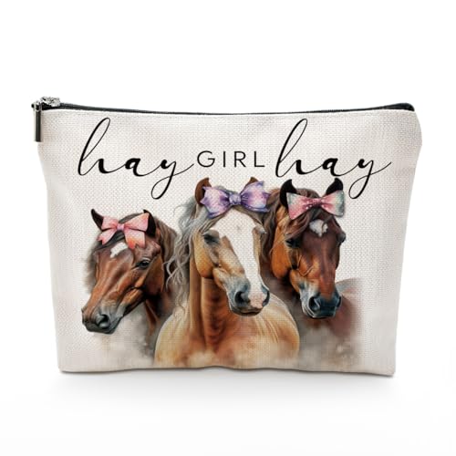 FFCTY Western-Make-up-Tasche, Kuh, Pferd, Schaf, Schwein, Lama, Geschenke, Kosmetiktasche, Reise-Kulturbeutel, Geburtstagsgeschenk für Frauen und Mädchen, HayHorse von FFCTY