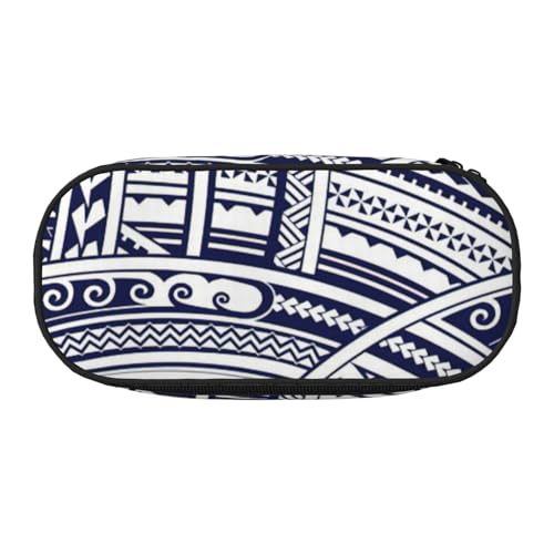 FFCVZAA Blaues polynesisches Maori-Tribal-Muster, modisches Federmäppchen, Reise-Make-up-Tasche, Schule, Studenten, Kulturbeutel, Schwarz , Einheitsgröße, Taschen-Organizer von FFCVZAA
