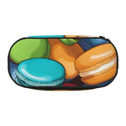 FFCVZAA Federmäppchen mit Makronen-Keksgeschmack, modisches Federmäppchen, Reise-Make-up-Tasche, für Schule, Studenten, Kulturbeutel, Schwarz , Einheitsgröße, Taschen-Organizer von FFCVZAA