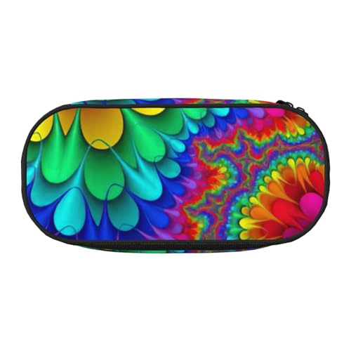 FFCVZAA Federmäppchen mit Regenbogen-Batikdruck, modisches Federmäppchen, Reise-Make-up-Tasche, Schule, Studenten, Essentials, Kulturbeutel, Schwarz , Einheitsgröße, Taschen-Organizer von FFCVZAA