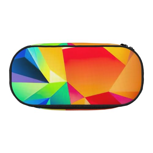 FFCVZAA Federmäppchen mit Regenbogen-geometrischem Druck, modisches Federmäppchen, Reise-Make-up-Tasche, für Schule, Studenten, Kulturbeutel, Schwarz , Einheitsgröße, Taschen-Organizer von FFCVZAA