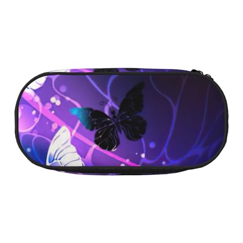 FFCVZAA Federmäppchen mit Schmetterlings-Aufdruck, für Reisen, Make-up, Schule, Studenten, Kulturbeutel, Weiß, Schwarz , Einheitsgröße, Taschen-Organizer von FFCVZAA