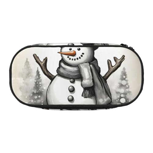 FFCVZAA Federmäppchen mit Weihnachtsmotiv und Schneemann-Motiv, modisch, Reise-Make-up-Tasche, für Schule, Studenten, Kulturbeutel, Schwarz , Einheitsgröße, Taschen-Organizer von FFCVZAA