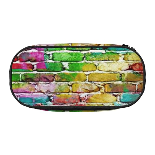 FFCVZAA Federmäppchen mit buntem Graffiti-Ziegeldruck, modisches Federmäppchen, Reise-Make-up-Tasche, Schule, Studenten, Kulturbeutel, Schwarz , Einheitsgröße, Taschen-Organizer von FFCVZAA