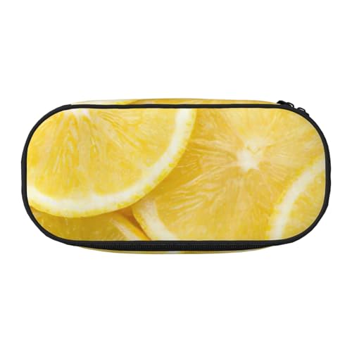 FFCVZAA Federmäppchen mit gelbem Zitronenmuster, Reise-Make-up-Tasche, für Schule, Studenten, Kulturbeutel, Schwarz , Einheitsgröße, Taschen-Organizer von FFCVZAA