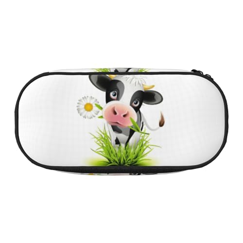 FFCVZAA Federmäppchen mit niedlichem Kuh-Aufdruck, Reise-Make-up-Tasche, für Schule, Studenten, Kulturbeutel, Schwarz , Einheitsgröße, Taschen-Organizer von FFCVZAA