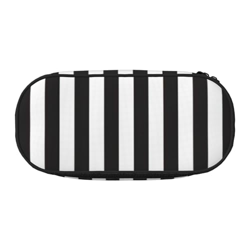 FFCVZAA Federmäppchen mit schwarz-weißem Streifendruck, modisches Federmäppchen, Reise-Make-up-Tasche, für Schule, Studenten, Kulturbeutel, Schwarz , Einheitsgröße, Taschen-Organizer von FFCVZAA