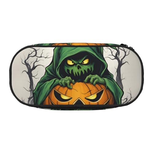 FFCVZAA Grüner Geist Horror Halloween Kürbis 1 Druck Modische Federmäppchen Reise Make-up Tasche Schule Student Essentials Kulturbeutel, Schwarz , Einheitsgröße, Taschen-Organizer von FFCVZAA