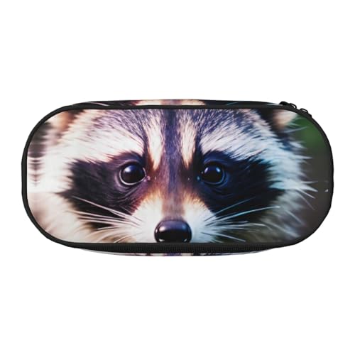 FFCVZAA Little Raccoon Face 1 bedrucktes modisches Federmäppchen, Reise-Make-up-Tasche, Schule, Studenten, Essentials, Kulturbeutel, Schwarz , Einheitsgröße, Taschen-Organizer von FFCVZAA