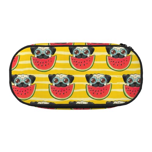 FFCVZAA Lustiges Federmäppchen mit französischem Stierkampf-Wassermelonen-Druck, modisches Federmäppchen, Reise-Make-up-Tasche, Schule, Studenten, Essentials, Kulturbeutel, Schwarz , Einheitsgröße von FFCVZAA