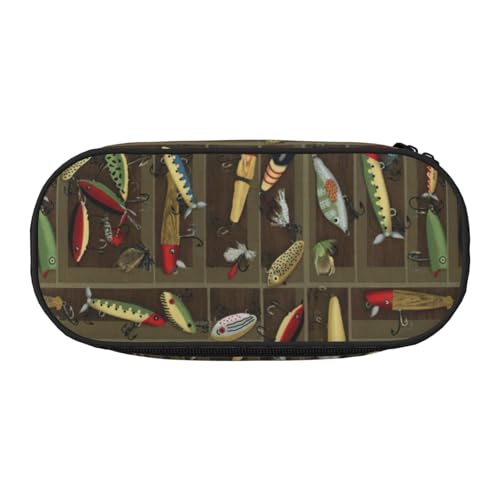 FFCVZAA Modisches Federmäppchen im Fischköder-Stil, Reise-Make-up-Tasche, Schule, Studenten, Kulturbeutel, Schwarz , Einheitsgröße, Taschen-Organizer von FFCVZAA