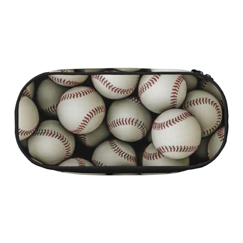 FFCVZAA Modisches Federmäppchen mit Baseball-Druck, Reise-Make-up-Tasche, für Schule, Studenten, Kulturbeutel, Schwarz , Einheitsgröße, Taschen-Organizer von FFCVZAA