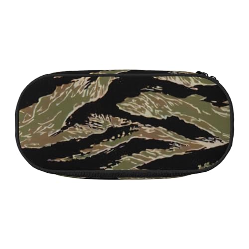FFCVZAA Modisches Federmäppchen mit Tigerstreifen, Camouflage-Druck, Reise-Make-up-Tasche, für Schule, Studenten, Kulturbeutel, Schwarz , Einheitsgröße, Taschen-Organizer von FFCVZAA