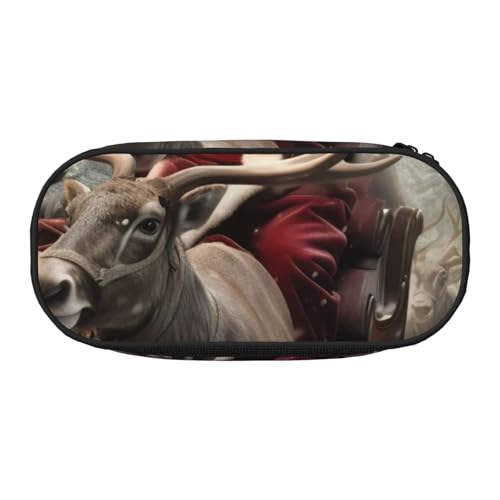 FFCVZAA Modisches Federmäppchen mit Weihnachtsmann-Druck, Reise-Make-up-Tasche, für Schule, Studenten, Kulturbeutel, Schwarz , Einheitsgröße, Taschen-Organizer von FFCVZAA