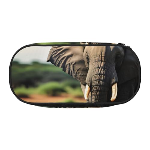 FFCVZAA Modisches Federmäppchen mit afrikanischem Elefanten-Druck, Reise-Make-up-Tasche, für Schule, Studenten, Kulturbeutel, Schwarz , Einheitsgröße, Taschen-Organizer von FFCVZAA