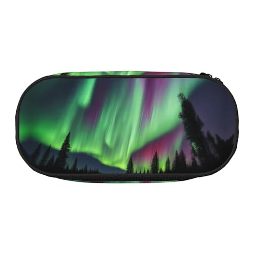 FFCVZAA Northern Lights Painting Print Fashion Pencil Case Travel Makeup Bag School Student Essentials Toiletry Pouch, Schwarz , Einheitsgröße, Taschen-Organizer von FFCVZAA